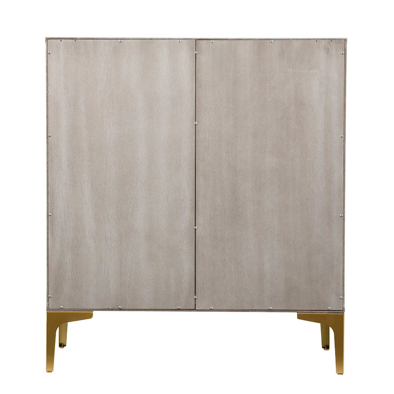 Armoire en bois gris avec pieds/poignées dorés