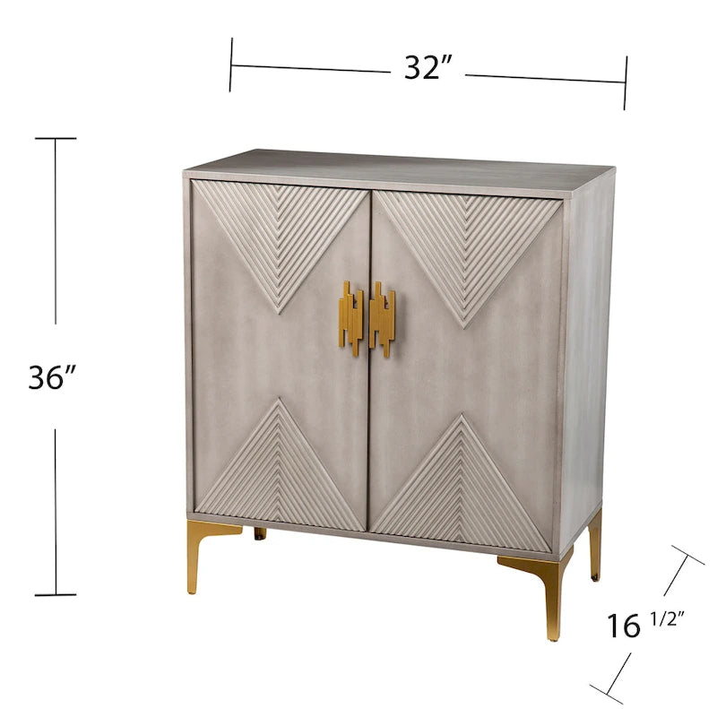 Armoire en bois gris avec pieds/poignées dorés