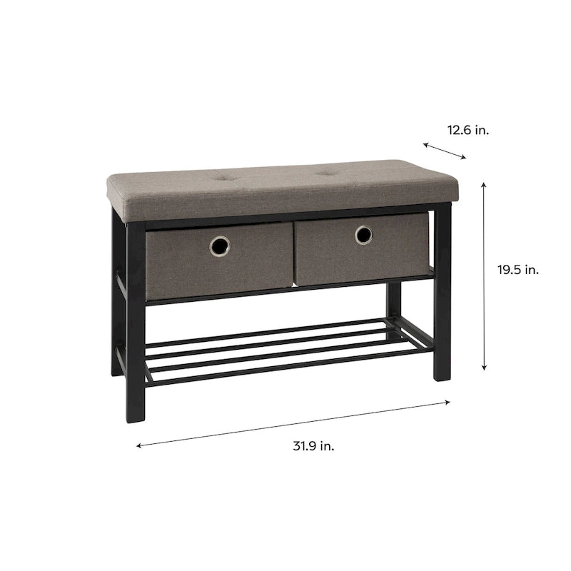 Banc double d'entrée avec rangement à chaussures taupe