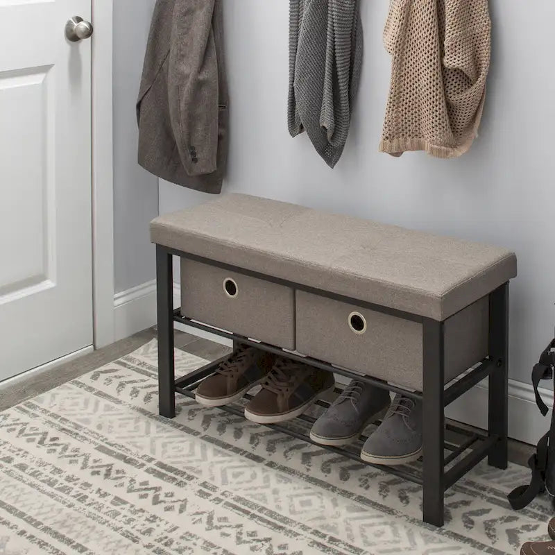 Banc double d'entrée avec rangement à chaussures taupe