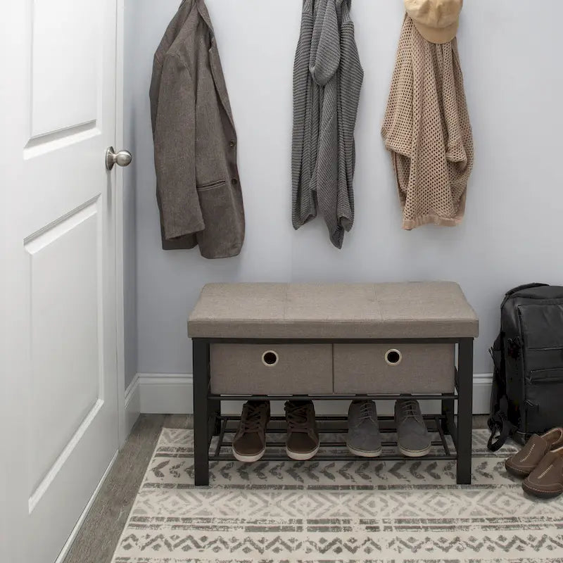 Banc double d'entrée avec rangement à chaussures taupe