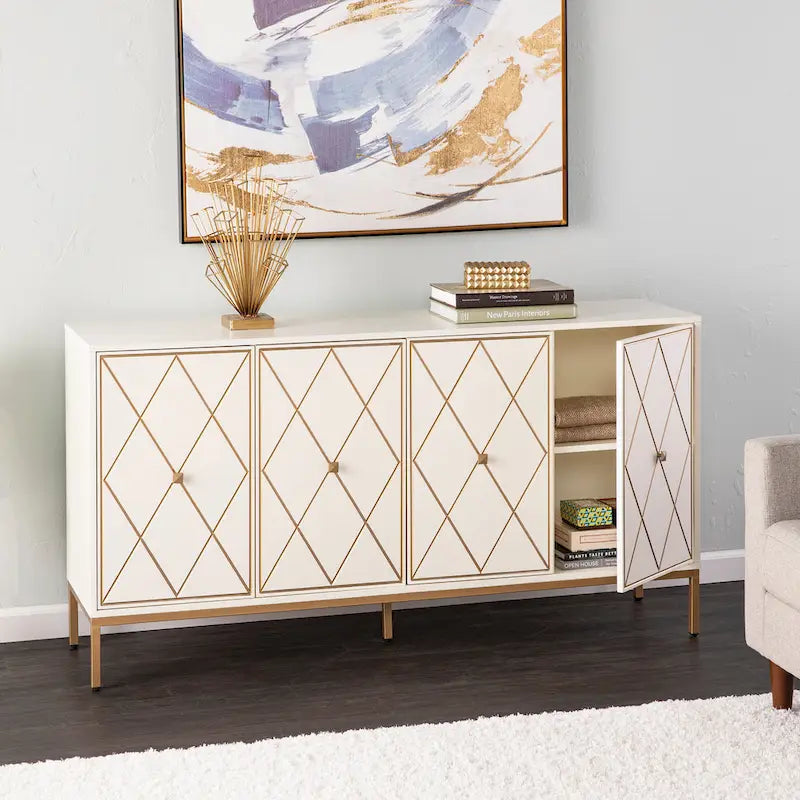 Meuble en bois contemporain avec détails dorés
