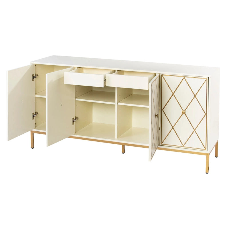 Meuble en bois contemporain avec détails dorés