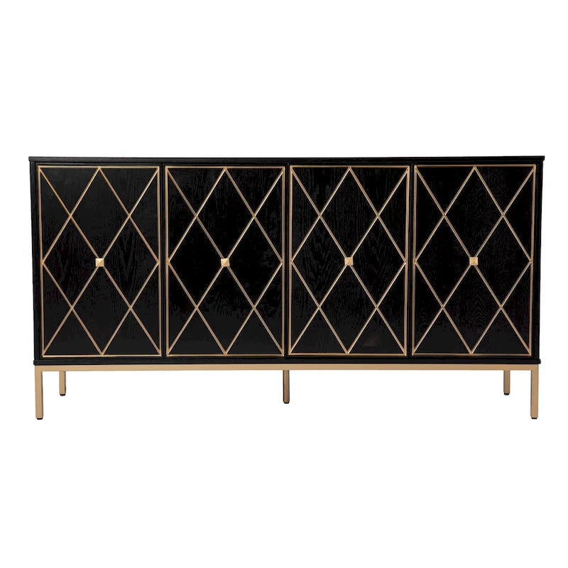Meuble en bois contemporain avec détails dorés