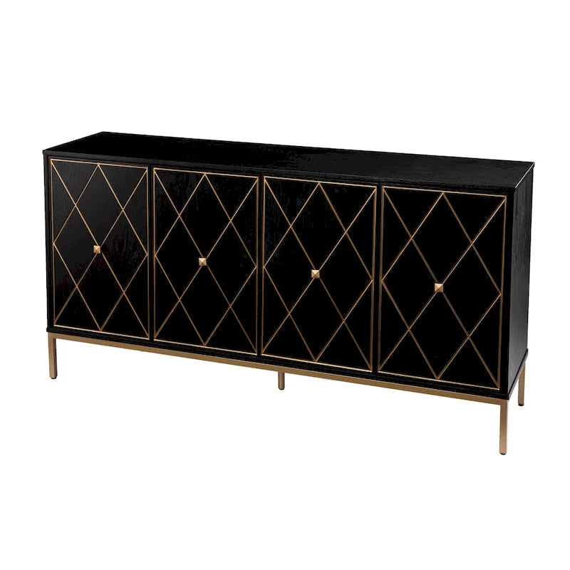 Meuble en bois contemporain avec détails dorés