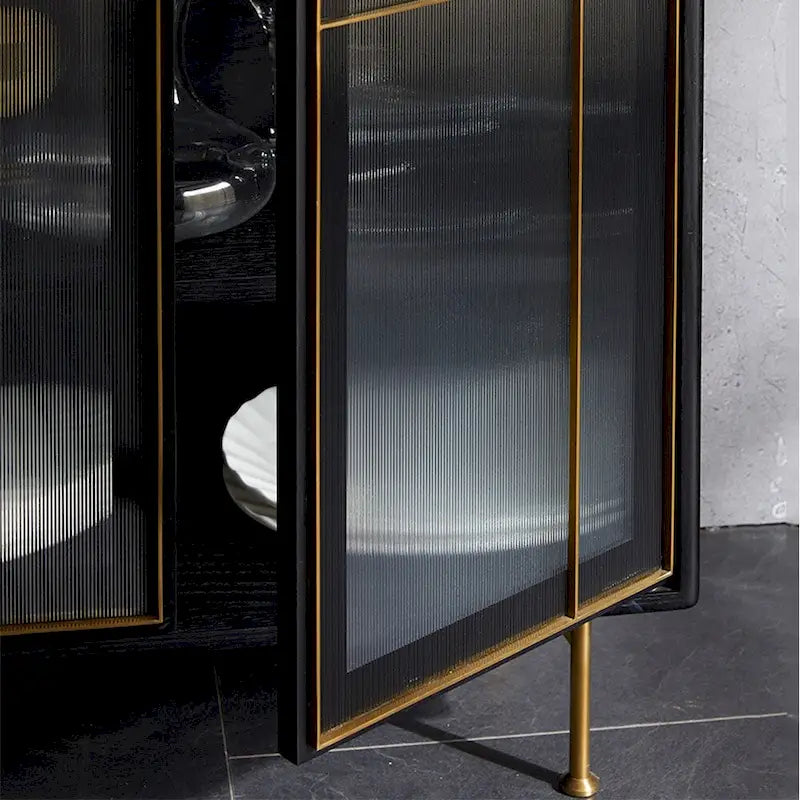 Bahut buffet moderne du milieu du siècle, 3 portes, 139,90 cm (55,12 po), cadre multicouche en bois massif