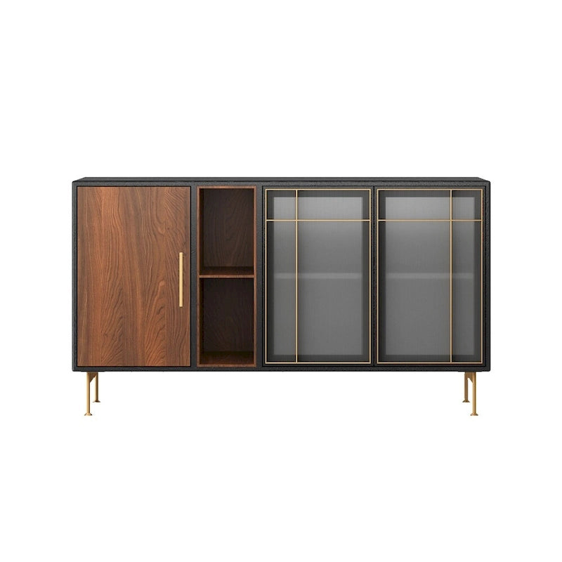 Bahut buffet moderne du milieu du siècle, 3 portes, 139,90 cm (55,12 po), cadre multicouche en bois massif