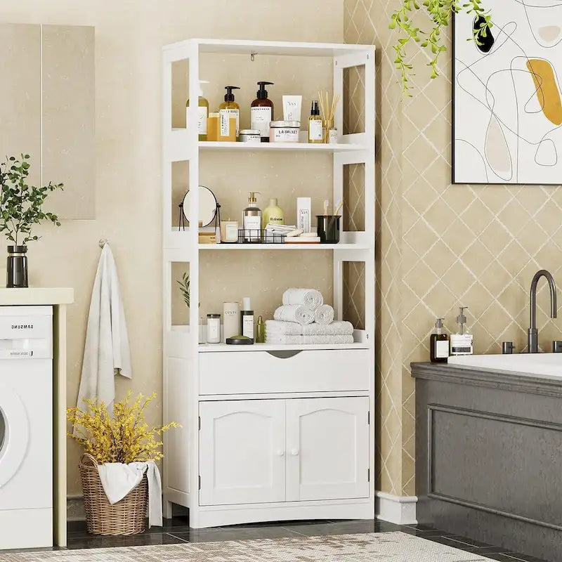 64H Bathroom Storage Cabinet Freestanding Linen Tower Sideboard