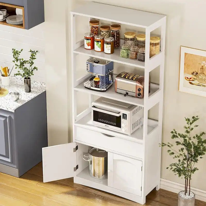 Meuble de Rangement de Salle de Bain 64H Colonne de Rangement Linge Autoportante Buffet