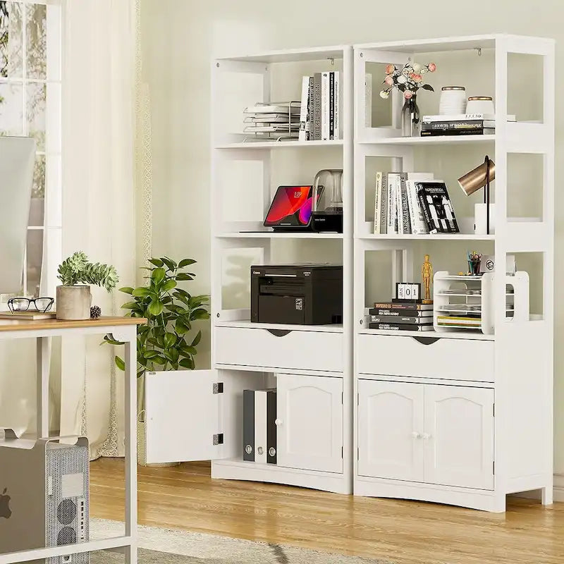 Meuble de Rangement de Salle de Bain 64H Colonne de Rangement Linge Autoportante Buffet