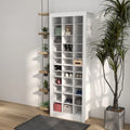 Meuble à chaussures haut de 71 po pour entrée, organisateur de rangement étroit pour chaussures, blanc