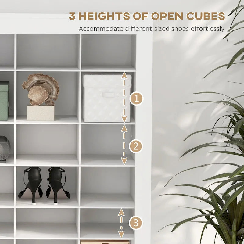 Meuble à chaussures haut de 71 po pour entrée, organisateur de rangement étroit pour chaussures, blanc