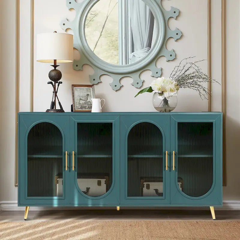 Meuble TV pour téléviseur de 65+ pouces, meuble TV en bois avec armoire de rangement