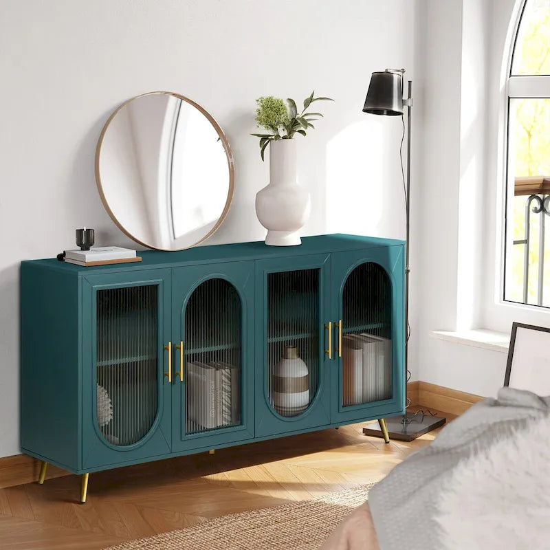 Meuble TV pour téléviseur de 65+ pouces, meuble TV en bois avec armoire de rangement