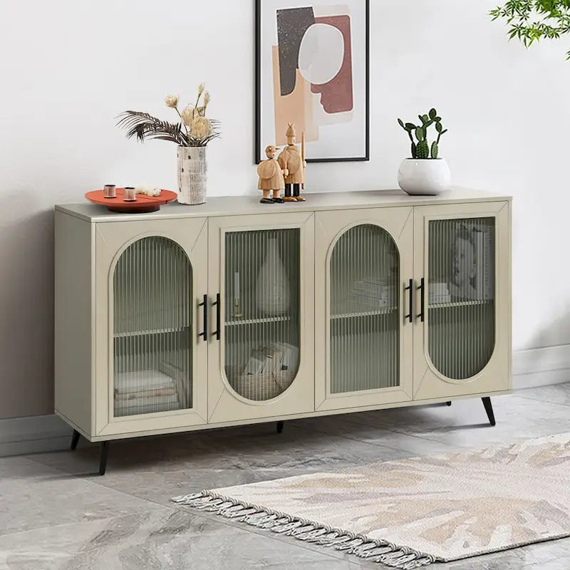 Meuble TV pour téléviseur de 65+ pouces, meuble TV en bois avec armoire de rangement