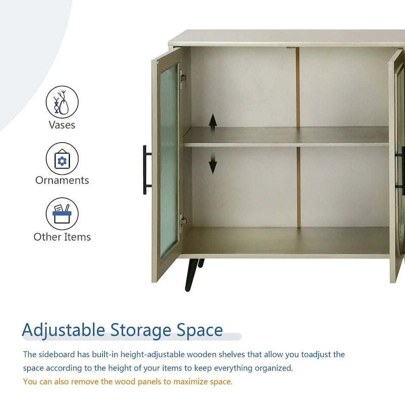 Meuble TV pour téléviseur de 65+ pouces, meuble TV en bois avec armoire de rangement
