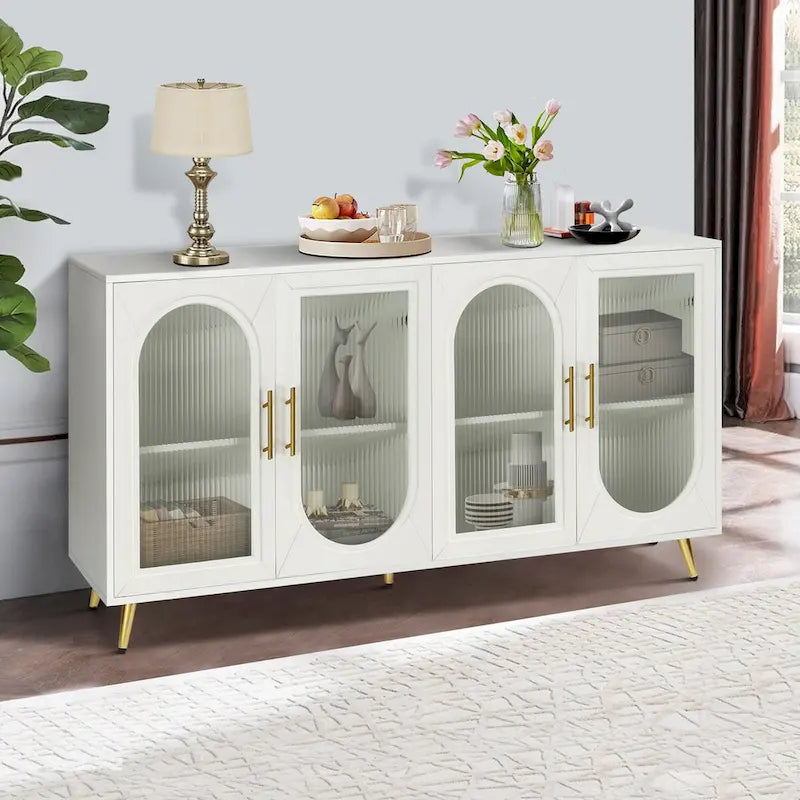 Meuble TV pour téléviseur de 65+ pouces, meuble TV en bois avec armoire de rangement