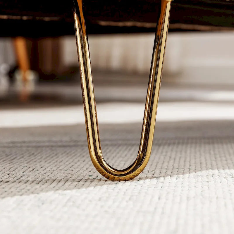 Banc ottoman de rangement moderne rembourré avec pieds en métal