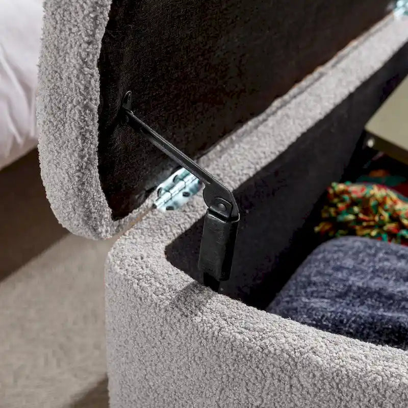 Banc ottoman de rangement moderne rembourré avec pieds en métal