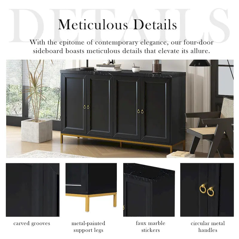 Buffet Bahut de 149,86 cm avec Étagère Réglable
