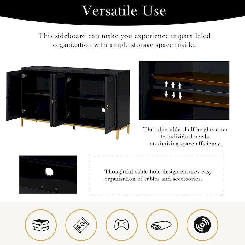 Buffet Bahut de 149,86 cm avec Étagère Réglable
