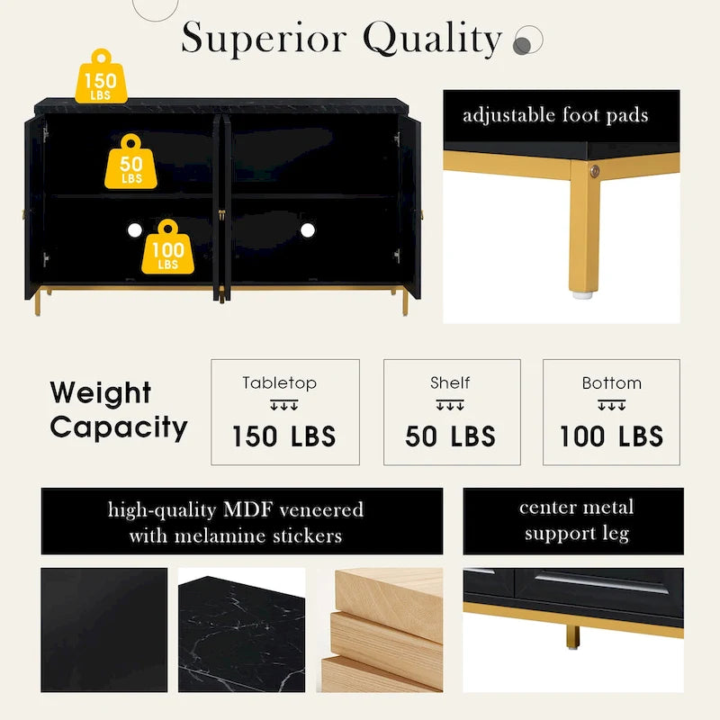Buffet Bahut de 149,86 cm avec Étagère Réglable