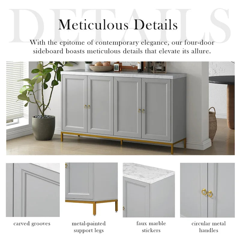 Buffet Bahut de 149,86 cm avec Étagère Réglable