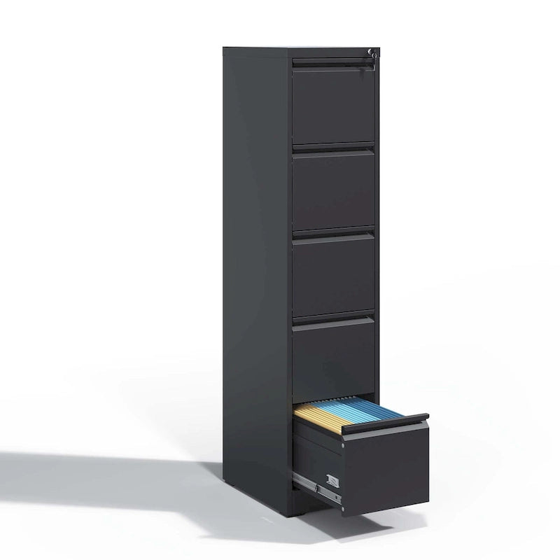 5-Drawers 14.96 W Metal Vertical File Cabinet with Lock Office Home Vertical File Cabinet for A4 Legal/Letter Size