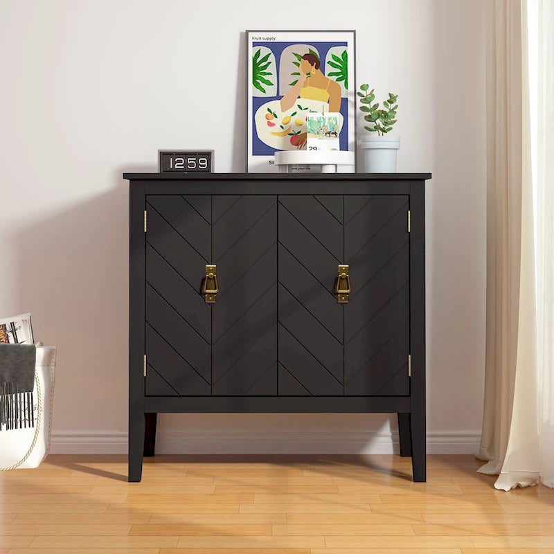 Meuble bas à 2 portes en bois, buffet vintage en bois pour le salon, la salle à manger, le bureau