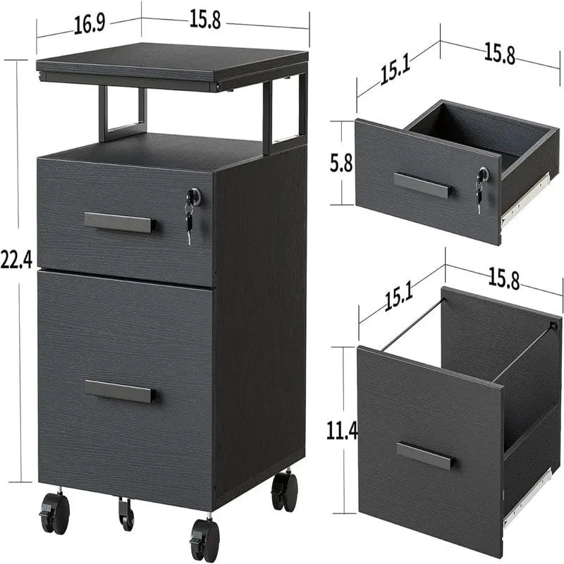 Classeur à 2 tiroirs avec serrure pour bureau à domicile