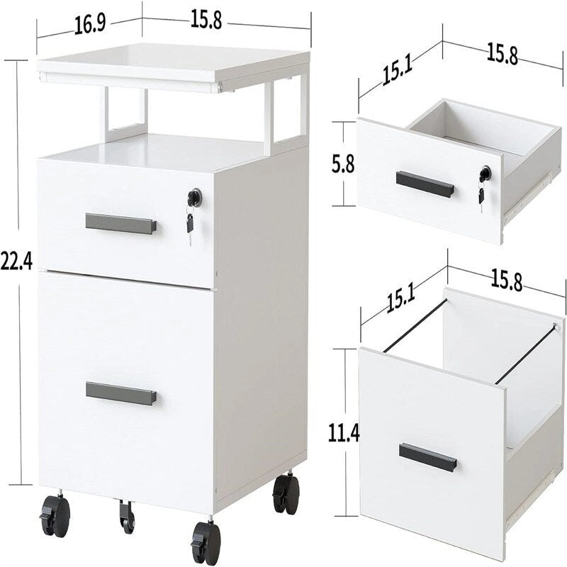 Classeur à 2 tiroirs avec serrure pour bureau à domicile