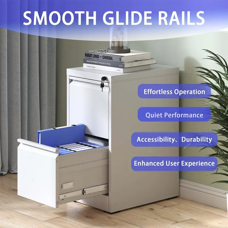Classeur vertical à 2 tiroirs avec serrure, armoire de rangement en acier pour bureau ou maison