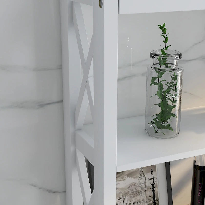 Meuble de rangement blanc pour WC, avec un tiroir et 2 étagères