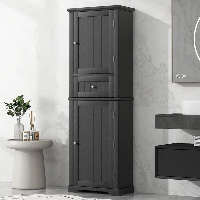 H Meuble Colonne de Rangement avec Tiroir et Étagère Réglable