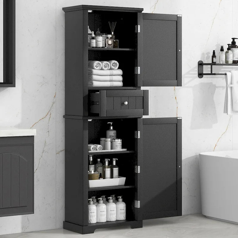 H Meuble Colonne de Rangement avec Tiroir et Étagère Réglable