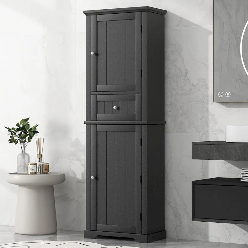 H Meuble Colonne de Rangement avec Tiroir et Étagère Réglable