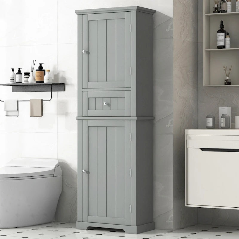 H Meuble Colonne de Rangement avec Tiroir et Étagère Réglable