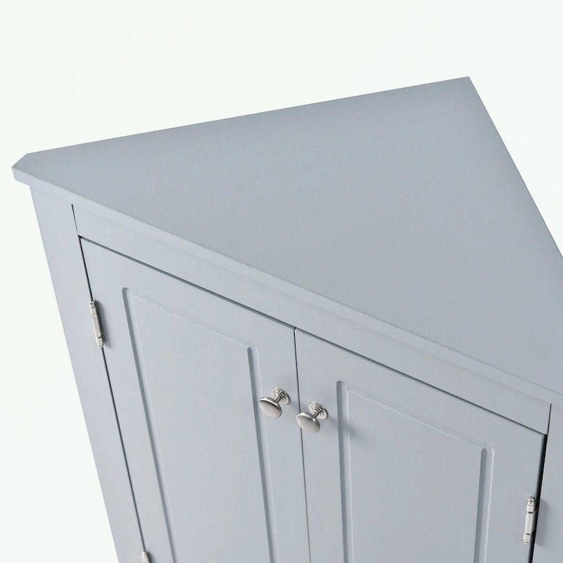 Meuble de rangement d'angle pour salle de bain avec étagères réglables