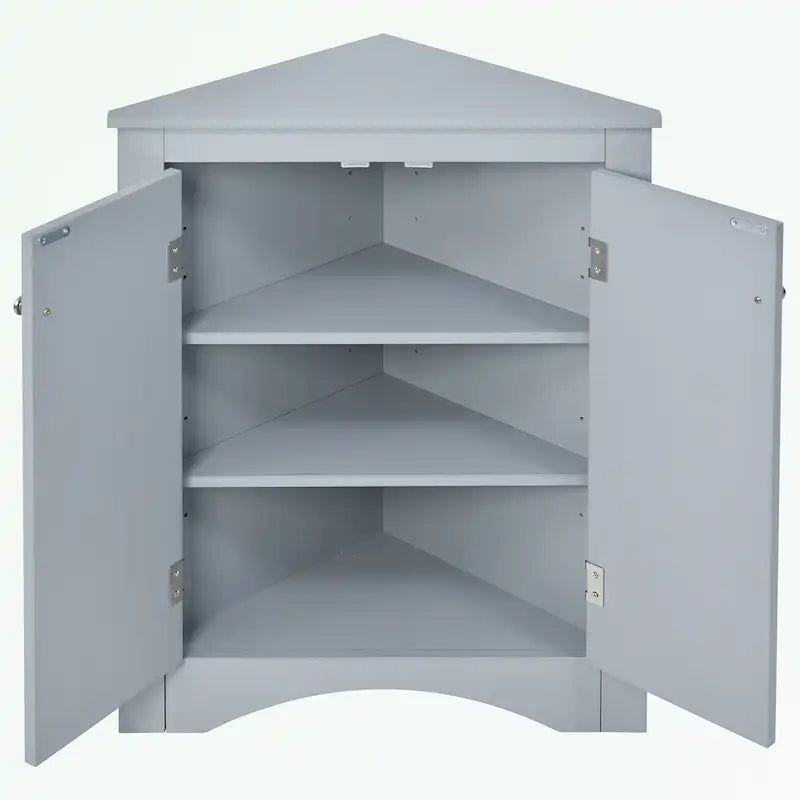 Meuble de rangement d'angle pour salle de bain avec étagères réglables