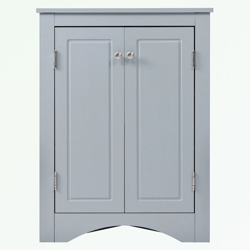 Meuble de rangement d'angle pour salle de bain avec étagères réglables