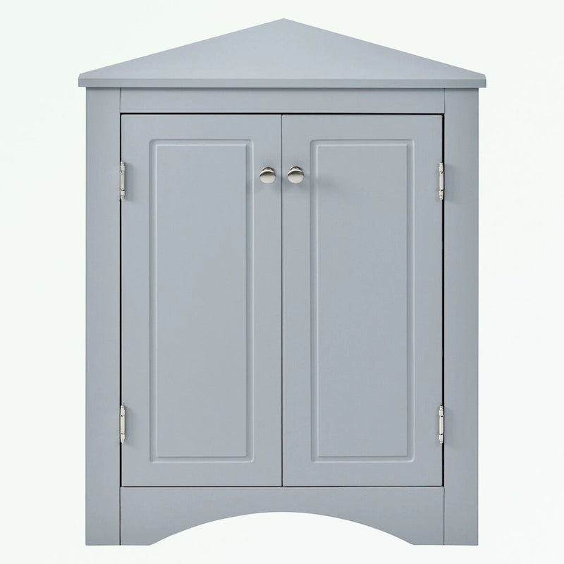 Meuble de rangement d'angle pour salle de bain avec étagères réglables
