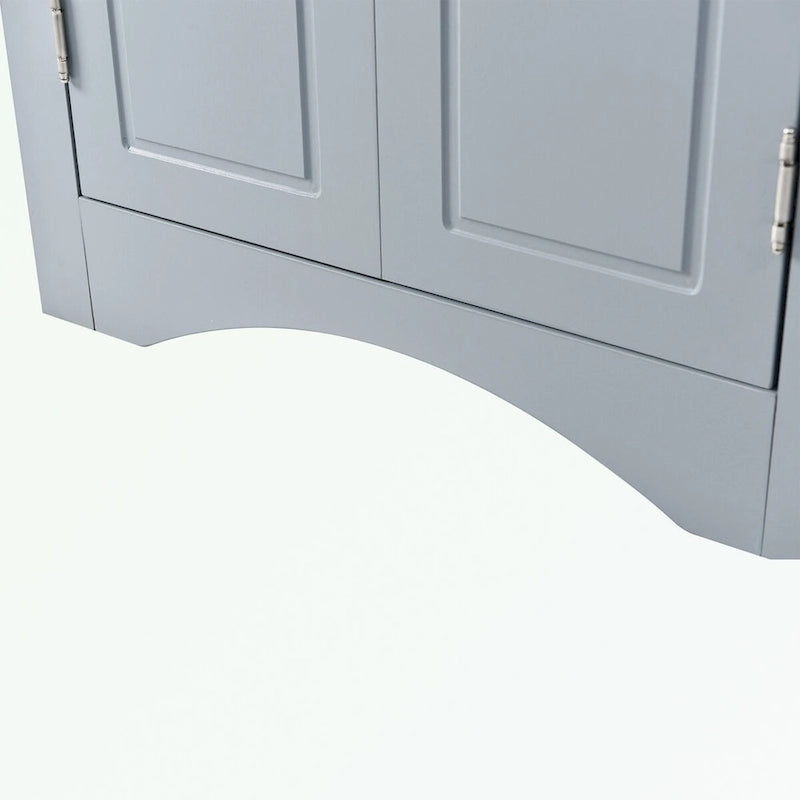 Meuble de rangement d'angle pour salle de bain avec étagères réglables