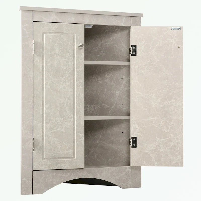 Meuble de rangement d'angle pour salle de bain avec étagères réglables