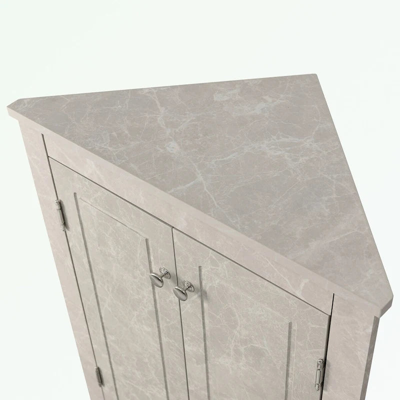 Meuble de rangement d'angle pour salle de bain avec étagères réglables