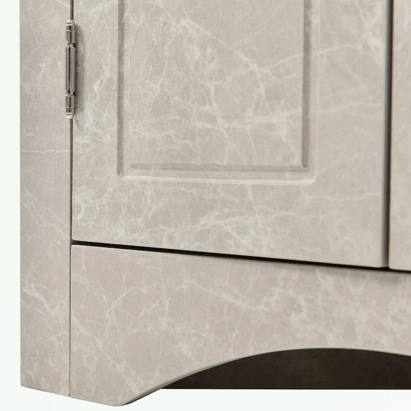 Meuble de rangement d'angle pour salle de bain avec étagères réglables