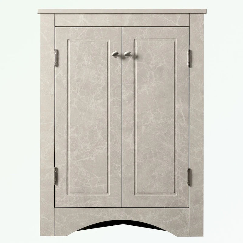 Meuble de rangement d'angle pour salle de bain avec étagères réglables