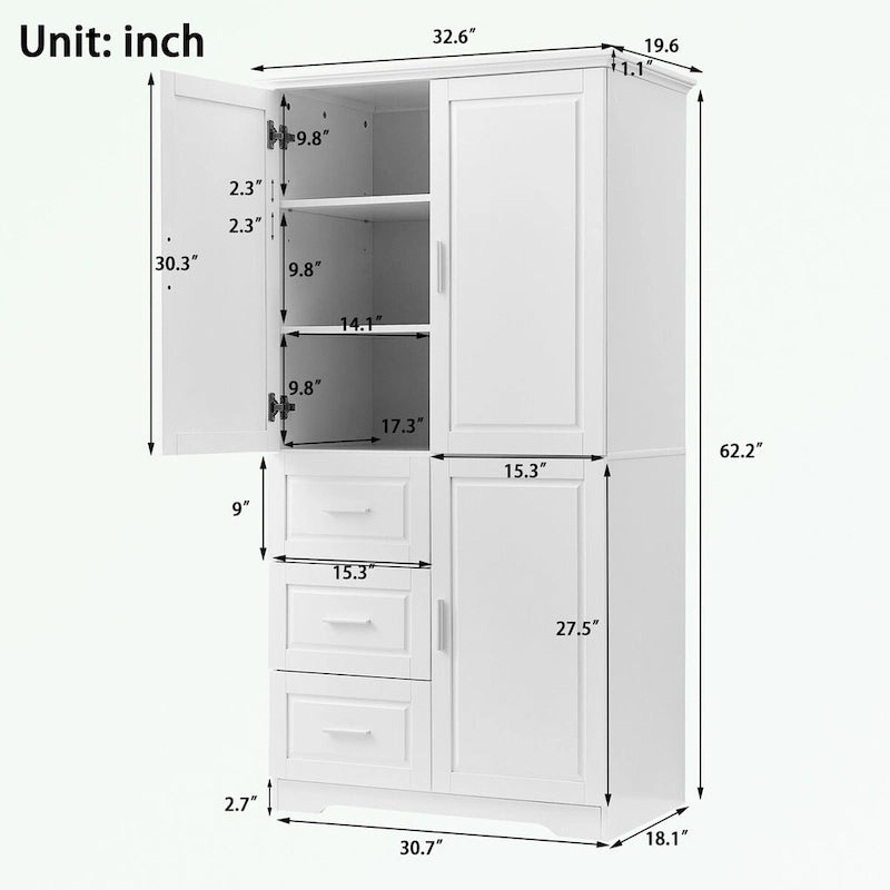 Meuble de rangement de salle de bain avec portes