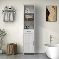 Meuble de salle de bain en bois avec porte simple et étagères