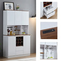 Bahut de cuisine en bois avec rangements et cave à vin