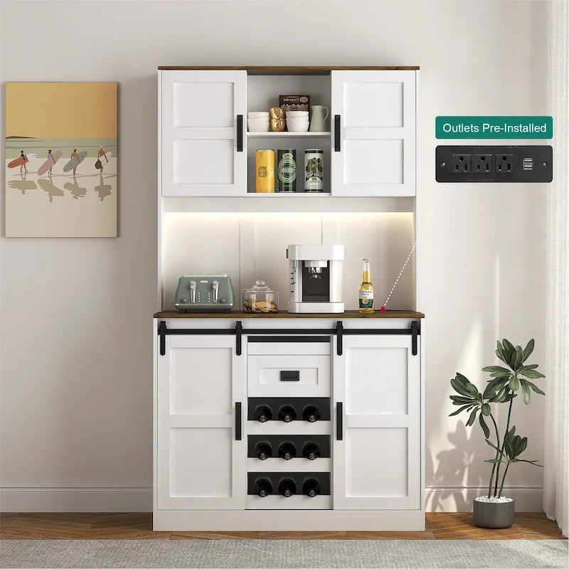 Meuble bar de ferme avec porte coulissante de style grange